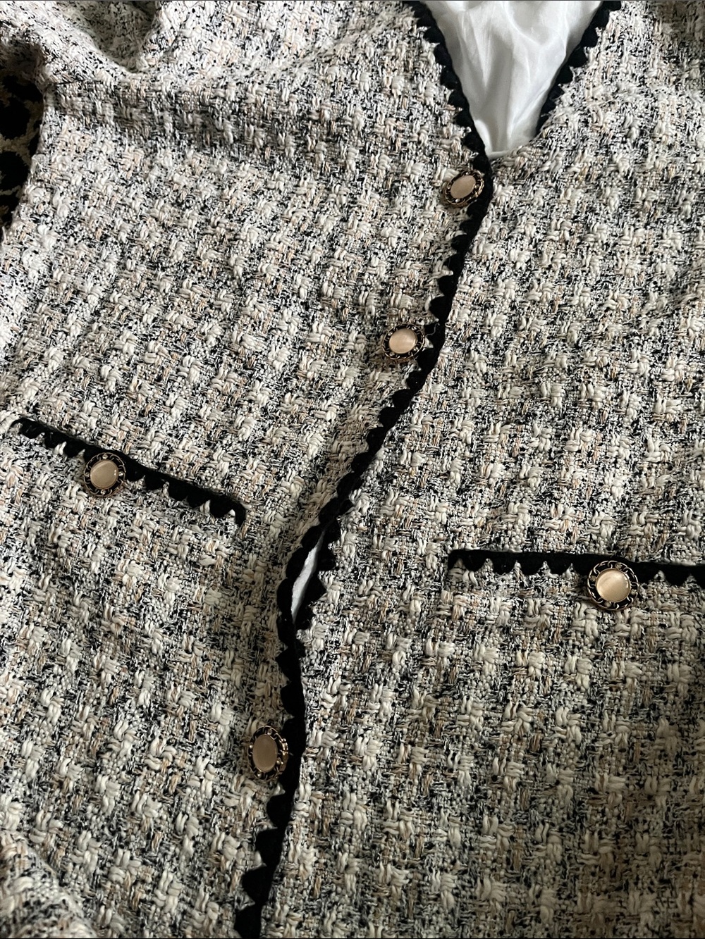 S26 Tuckernuck Pomander Place White Tweed Josephine Dress - Picture 4 of 7